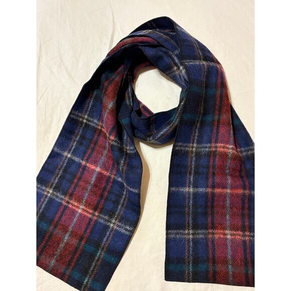 100% Wool Coloratura Boston Plaid Scarf 70” x 9” EUC Fall Fashion Colors - Picture 1 of 5